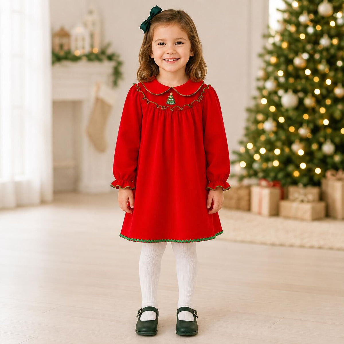 Christmas embroidery dress