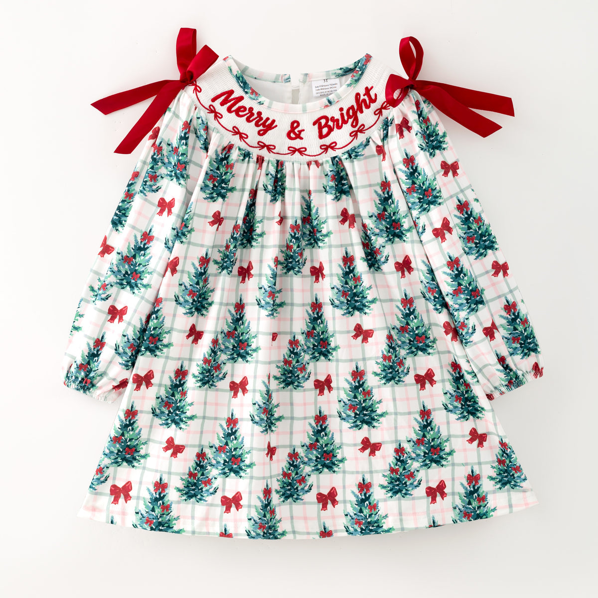 Christmas embroidery smocked dress