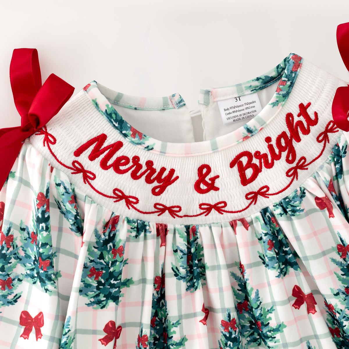 Christmas embroidery smocked dress