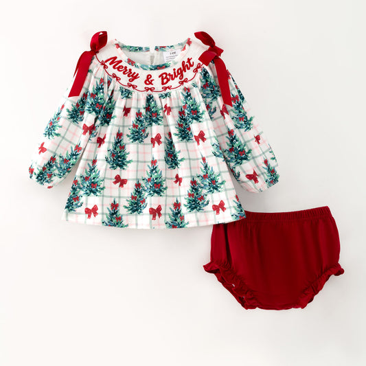 Christmas embroidered Smocked romper