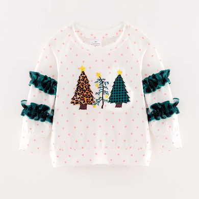 Christmas tree ruffle shirt