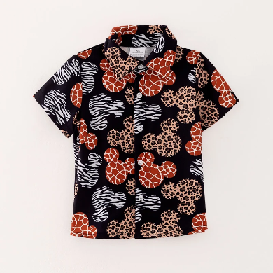 Boys animal print button up