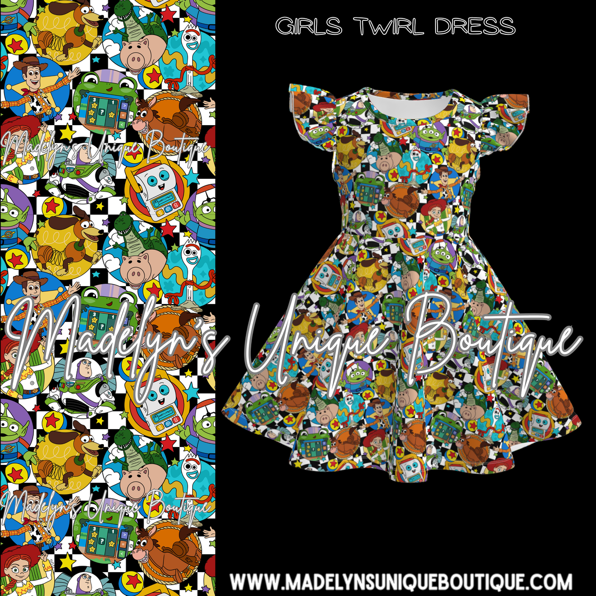 Girls twirl dress “Toybox takeover”