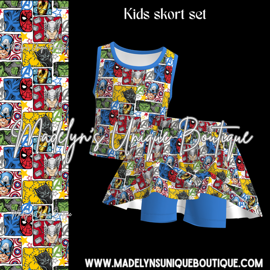 Girls tank skort set