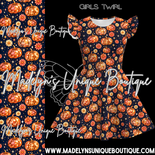 Girls twirl dress “Disco Pumpkins”