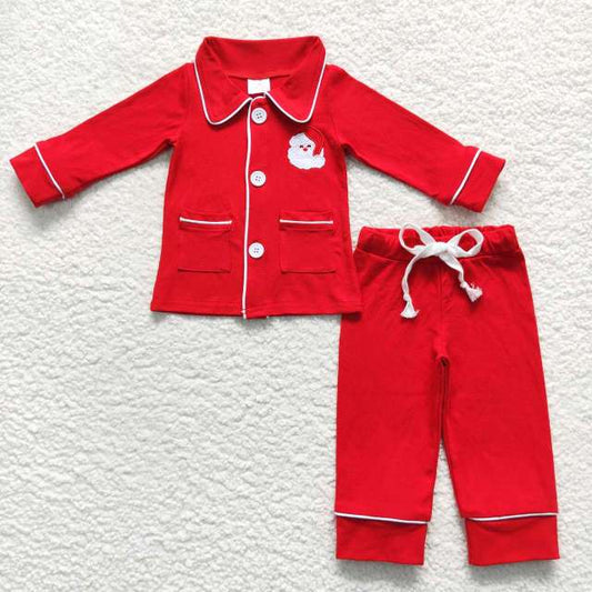 Embroidered red santa pjs