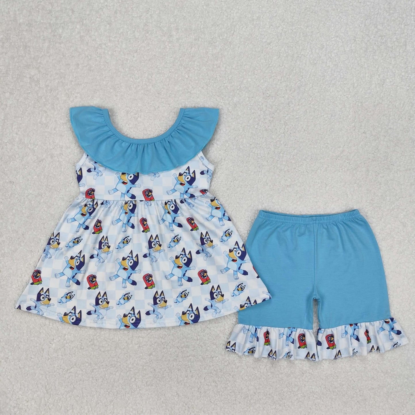 Blue pup bow back top!