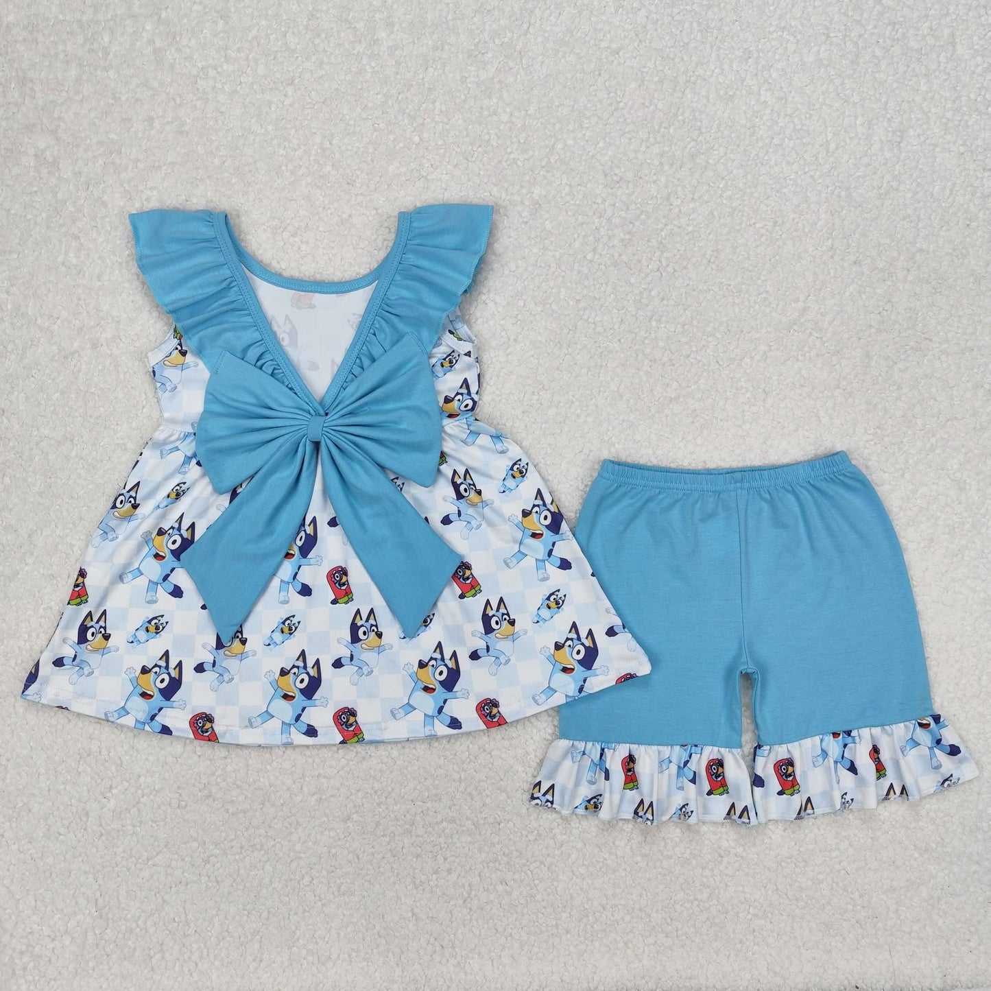 Blue pup bow back top!