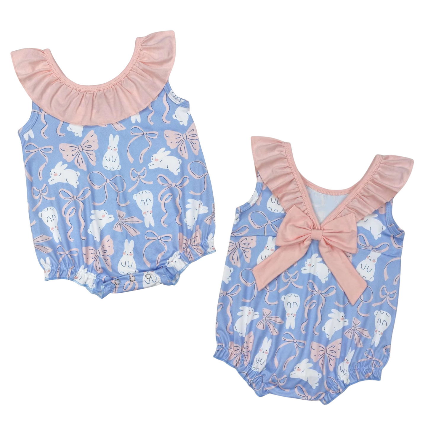 Easter bunny bow back romper