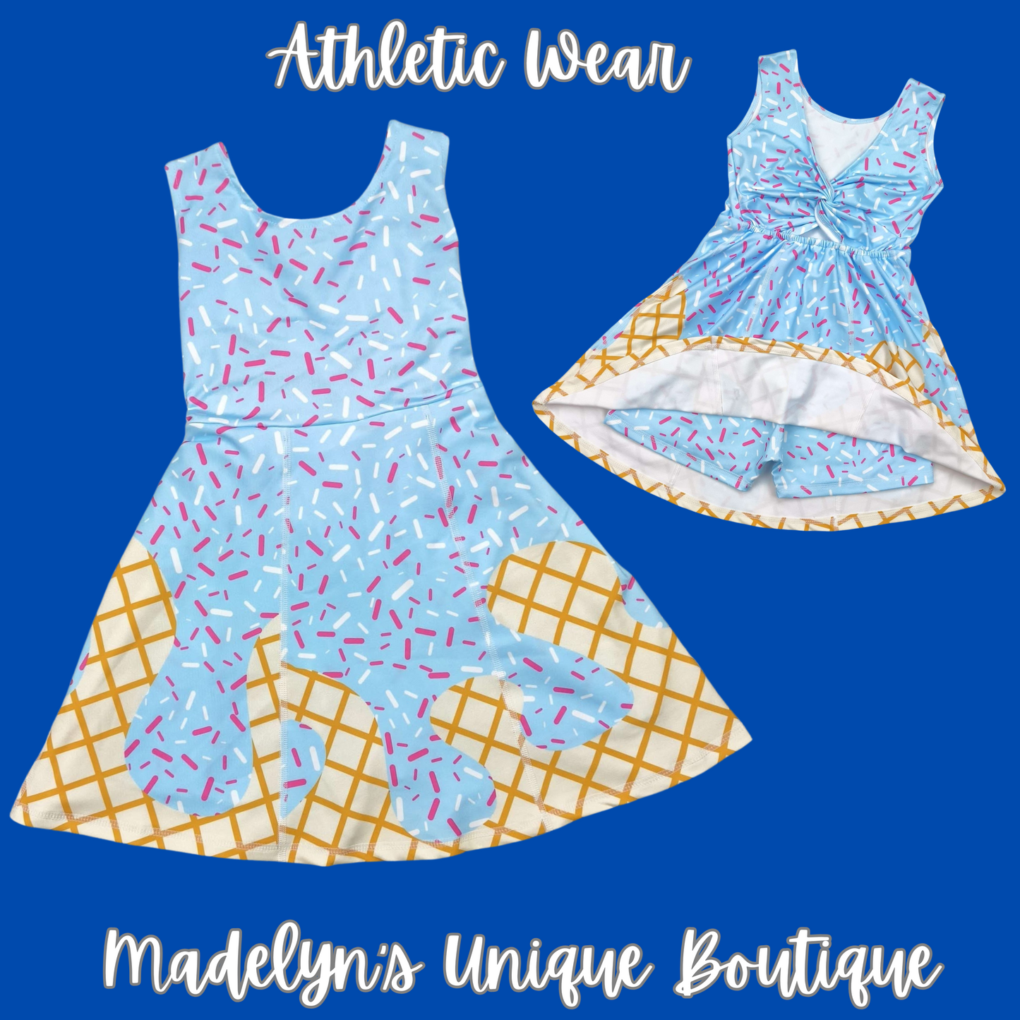 Ice cream sports athletic dress with shorts built in